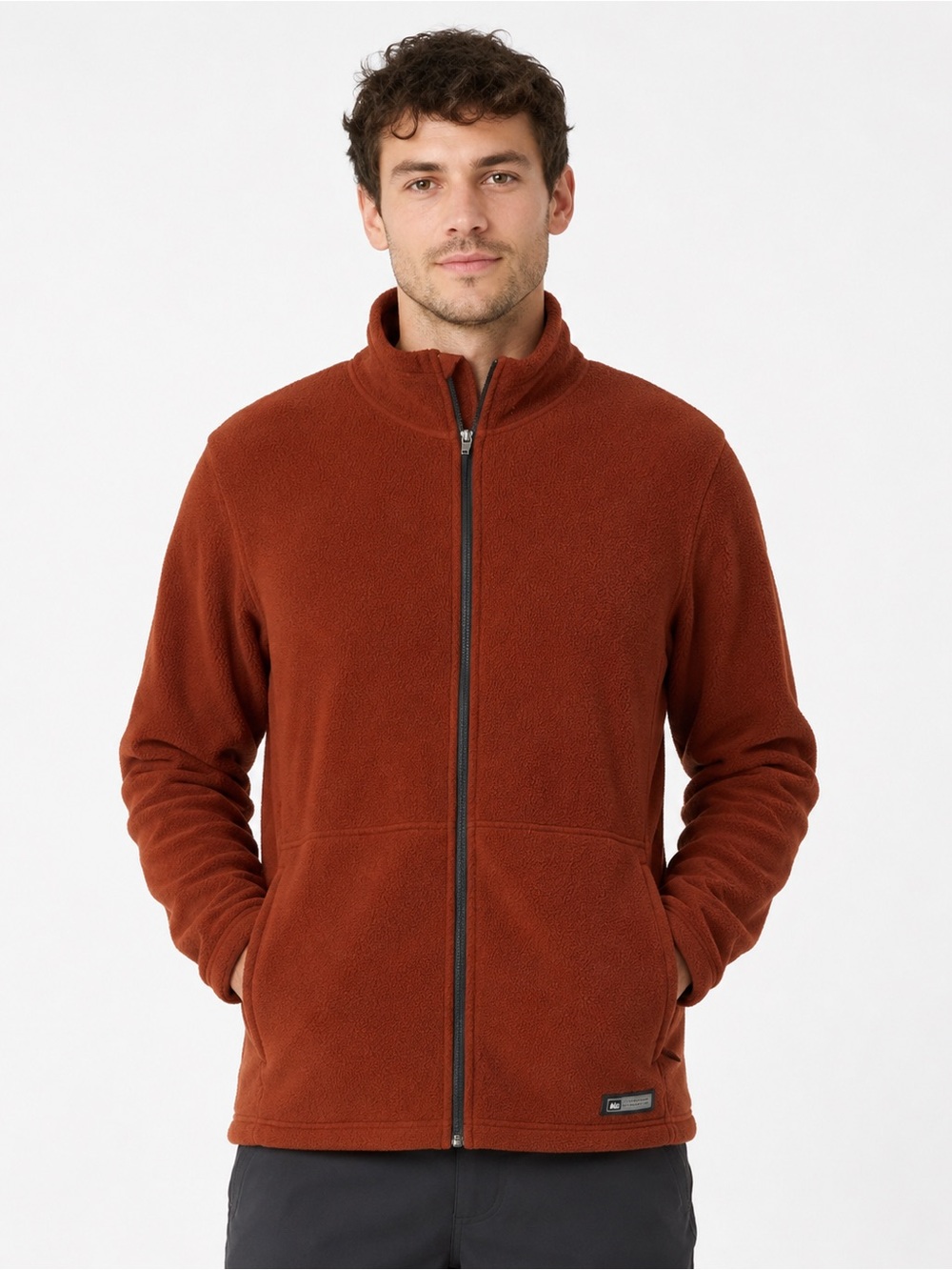 REI Co-op Men’s XXL Rust Orange Full Zip Fleece Jacket Outdoor Hiking 2XL